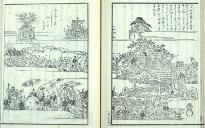 Représentation de rituels du festival Sannô dans l’ouvrage Seikyoku ruisan.