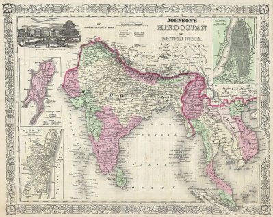 Carte de l’Hindoustan britannique vers 1800