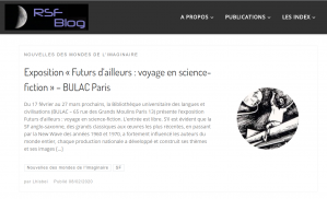 RSF Blog, Exposition Futurs d’ailleurs : voyage en science-fiction » – BULAC Paris