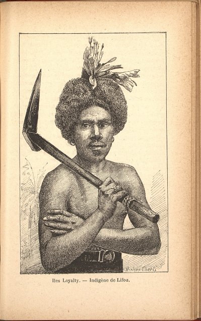 Indigène de Lifou, illustration de l'ouvrage La Nouvelle Calédonie et les nouvelles hébrides d'H. Le Chartier (1885)