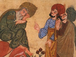 Aliento. Socrate et ses étudiants (miniature), Mubashshir ibn Fātik, « Mukhtār al-ḥikam wa-maḥāsin al-kalim », Manuscrit seldjoukide, XIIIe s., Musée Topkapi, Istanbul
